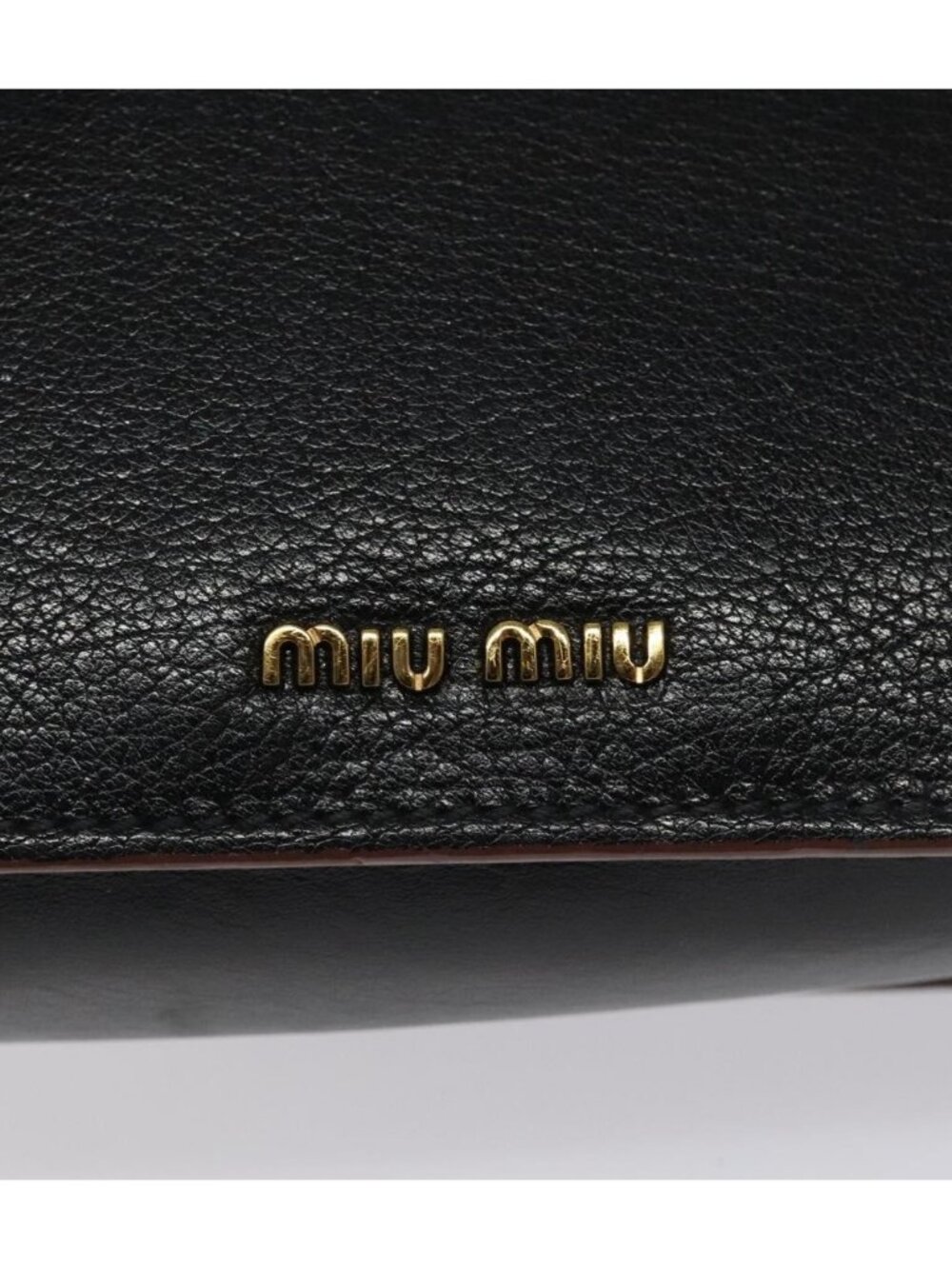 Miu Miu Shoulder Bag Leather Black Gold - Picture 13 of 16